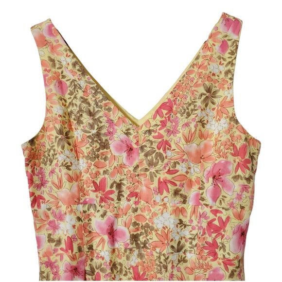 Ann Taylor Loft Floral Dress Size 14 Linen Blend Colorful Sleeveless Lined Women - Picture 2 of 10